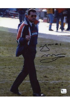 Mike Ditka Signed 8x10 Photo Giving the Finger Bird Autographed GAI Bears