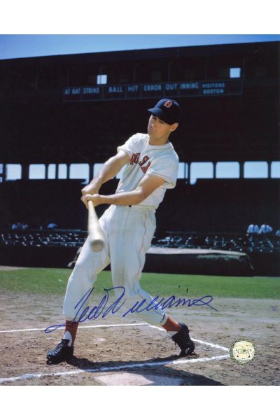Ted Williams Signed 8x10 Photo Autographed Batting color