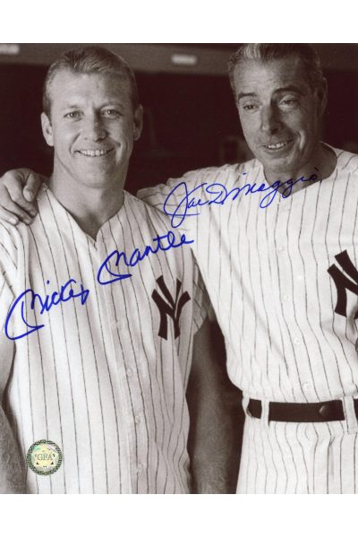 Mickey Mantle Joe DiMaggio Signed 8x10 Photo Autographed Old Timers day