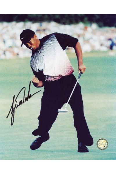 Tiger Woods Signed 8x10 Photo Autographed Older Fist Pump