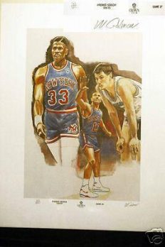 Charoltte Hornets Lithograph Patrck Ewing Knicks Signed