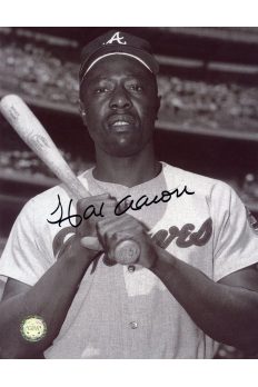 Hank Aaron Signed 8x10 Photo Autographed Posed Bat on Shoulder B&W