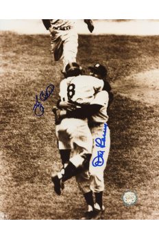 Yogi Berra Don Larsen Signed 8x10 Photo Autographed Perfect Game 1956 World Series