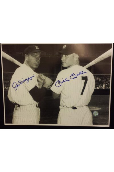 Mickey Mantle Joe DiMaggio 11x14 Photo Autographed