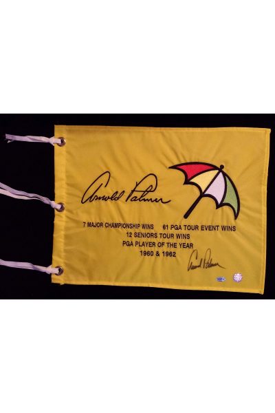 Arnold Palmer Signed Logo Stats Flag Autographed