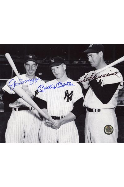 Mickey Mantle Joe DiMaggio Ted Williams Signed 8x10 Autographed