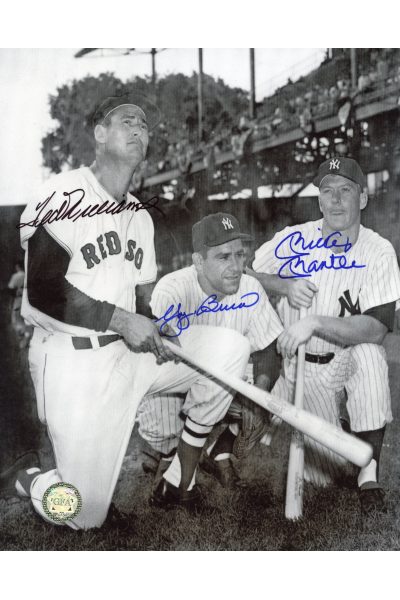 Mickey Mantle Ted Williams Yogi Berra Signed 8x10 Autographed