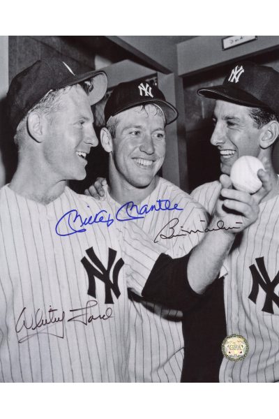 Mickey Mantle Billy Martin Whitey Ford Signed 8x10 Autographe Locker room