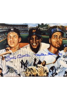 Mickey Mantle Willie Mays Duke Snider Signed 8x10 Photo Autographed Centerfielders Artwork