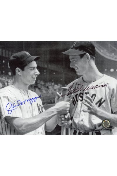 Joe DiMaggio Ted Williams Signed 8x10 Photo Autographed bat in hands