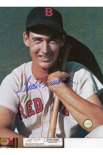 Ted Williams Signed 8x10 Photo Autographed Close up with Bat