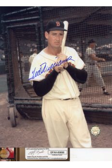 Ted Williams Signed 8x10 Photo Autographed Bat on Shoulder