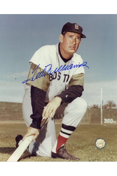 Ted Williams Signed 8x10 Photo Autographed Posed Kneeling with bat
