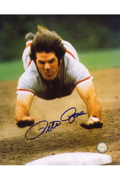 Pete Rose Signed 8x10 Photo Autographed Sliding Headfirst Reds