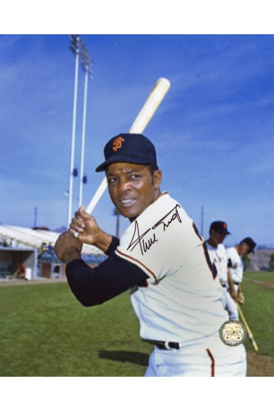 Willie Mays Signed 8x10 Photo Autographed Posed Batting Grainy