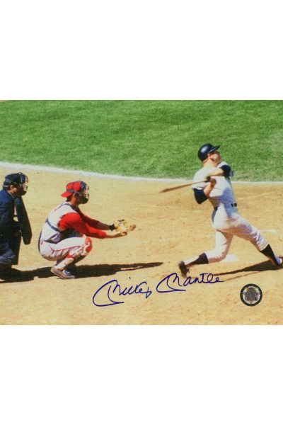 Mickey Mantle Signed 8x10 Photo Autographed Swinging at plate