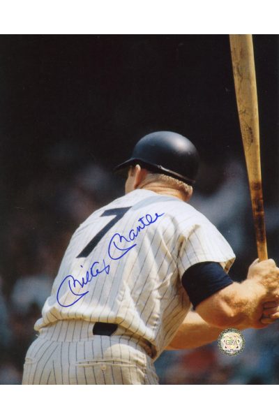 Mickey Mantle Signed 8x10 Photo Autographed at Plate from Behind