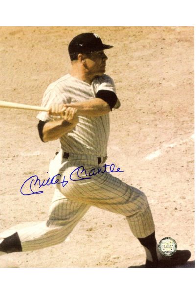 Mickey Mantle Signed 8x10 Photo Autographed Batting Dirt Infield