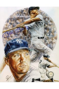 Mickey Mantle Signed 8x10 Photo Autographed Artwork Swinging