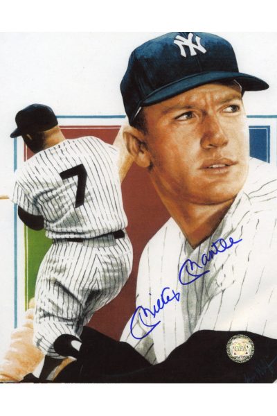 Mickey Mantle Signed 8x10 Photo Autographed Artwork Close up