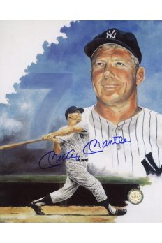 Mickey Mantle Signed 8x10 Photo Autographed Fielding at First base