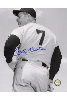 Mickey Mantle Signed 8x10 Photo Autographed Leaning on bat