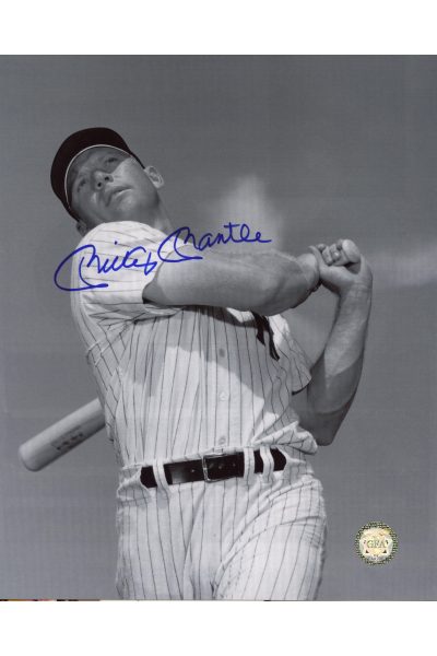 Mickey Mantle Signed 8x10 Photo Autographed Posed Swing B&W