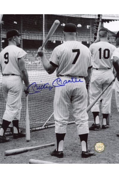 Mickey Mantle Signed 8x10 Photo Autographed Outside Batting Cage with Roger maris