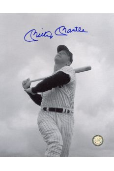Mickey Mantle Signed 8x10 Photo Autographed Posed Swing B&W