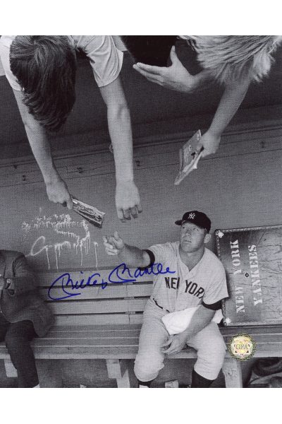 Mickey Mantle Signed 8x10 Photo Autographed Signing for Kids in the Dugout