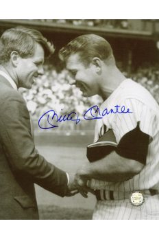 Mickey Mantle Signed 8x10 Photo Autographed with Robert Kennedy on MM Day 9/19/1968