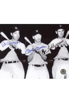 Mickey Mantle Joe DiMaggio Ted Williams Signed 8x10 Photo Autographed