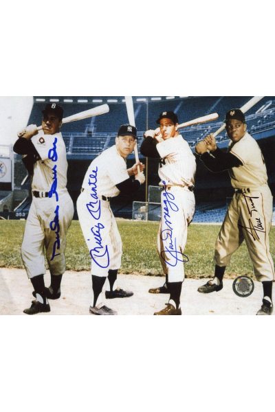 Mickey Mantle Joe DiMaggio Willie Mays Duke Snider Signed 8x10 NY Centerfielders