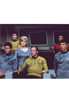 William Shatner DeForest Kelley Leonard Nimoy 8x10 Signed COA Star Trek Bridge 6