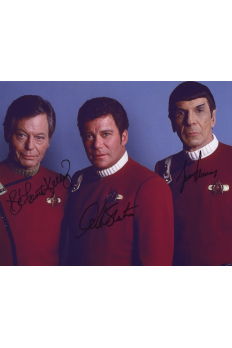 William Shatner DeForest Kelley Leonard Nimoy 8x10 Signed COA Star Trek Red Shirt