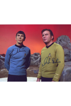 William Shatner Leonard Nimoy 8x10 Signed COA Star Trek Autograph Orange Sky