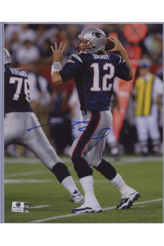 Tom Brady 8x10 Photo Signed Autograph Patriots Blue Jersey Global