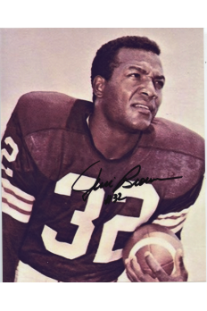 Jim Brown 8x10 Signed Autograph COA Browns Posed with Football