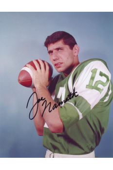 Joe Namath 8x10 Photo Signed Autograph NY Jets HOF Broadway 2 Hands on Ball Color Score Board
