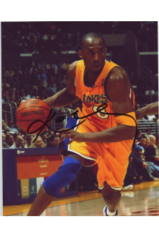 Kobe Bryant 8x10 Signed Autograph COA Lakers HOF Driving Yellow Jersey Darker