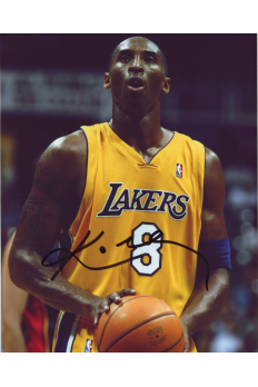 Kobe Bryant 8x10 Signed Autograph COA Lakers HOF Foul Line Yellow Jersey