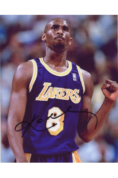 Kobe Bryant 8x10 Signed Autograph COA Lakers HOF Fist Pump Purple Jersey