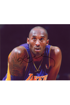 Kobe Bryant 8x10 Signed Autograph COA Lakers HOF Leaning Over Purple Jersey