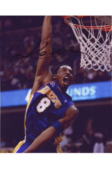 Kobe Bryant 8x10 Signed Autograph COA Lakers HOF Dunking Purple Jersey