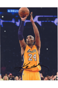 Kobe Bryant 8x10 Signed Autograph COA Lakers HOF Foul Shot Yellow Jersey
