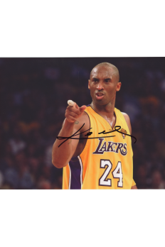 Kobe Bryant 8x10 Signed Autograph COA Lakers HOF Pointing Yellow Jersey